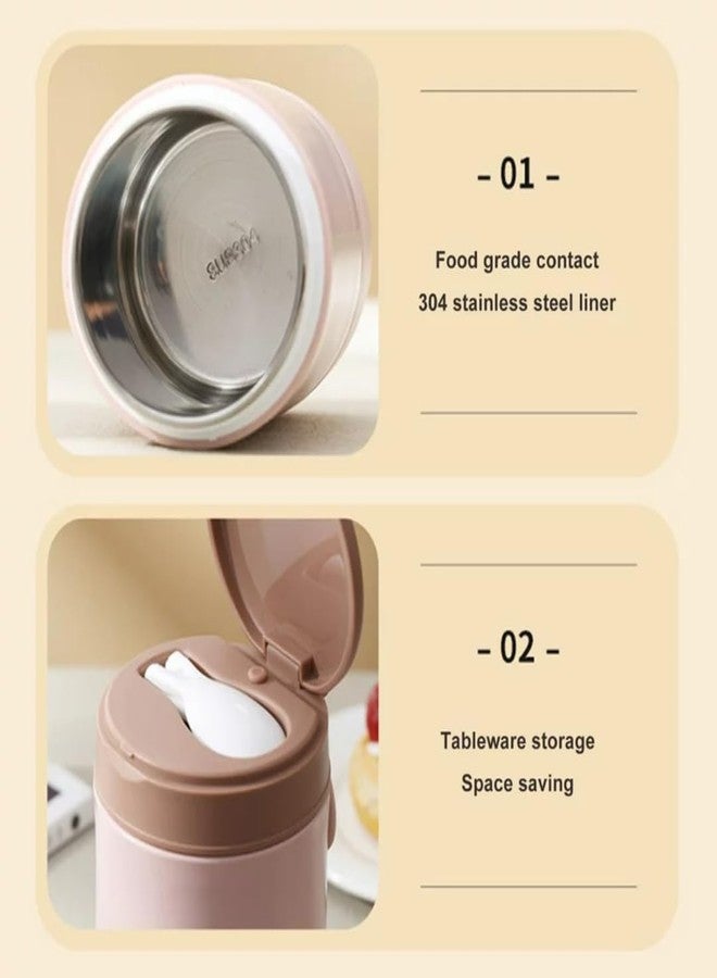 KitchEase 730ml Stainless Steel Lunch Pot - Leakproof Meal Jar with Foldable Spoon, Ideal Tiffin Box for Meals, Lunch, Office, School, College - Fern Green - Image 3
